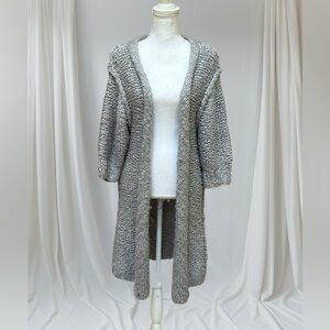 Saks Fifth Avenue Women Soft Grey Cashmere Blend Open Front Chunky Knit Cardigan